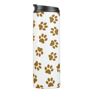 Pattern Of Paws, Dog Paws, Orange Gold Paws Thermal Tumbler