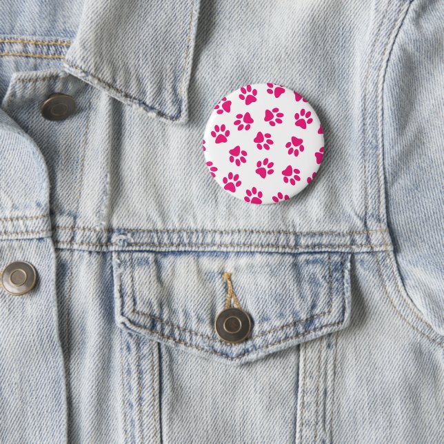 Pattern Of Paws, Dog Paws, Pink Paws 6 Cm Round Badge (In Situ)