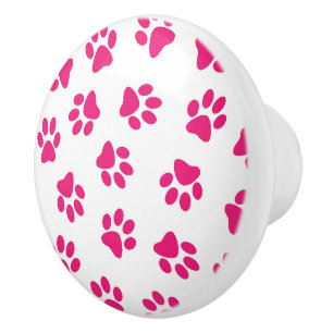 Pattern Of Paws, Dog Paws, Pink Paws Ceramic Knob