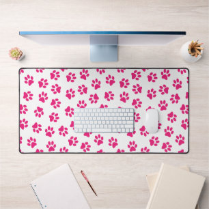 Pattern Of Paws, Dog Paws, Pink Paws Desk Mat