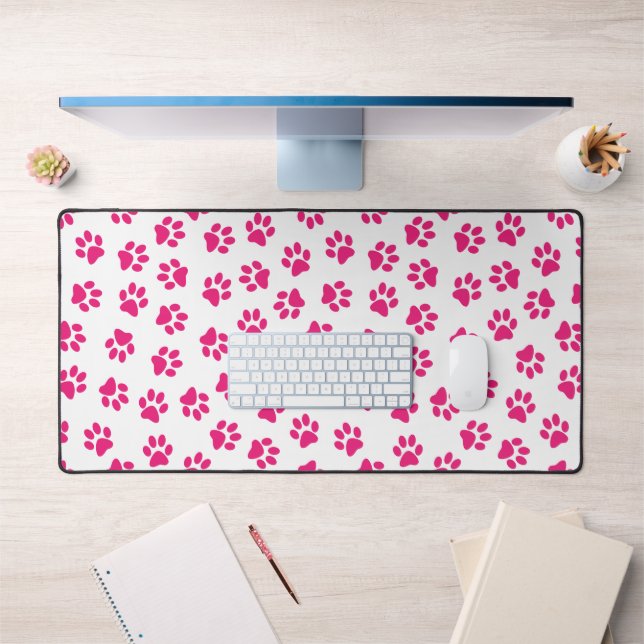 Pattern Of Paws, Dog Paws, Pink Paws Desk Mat (Office 1)