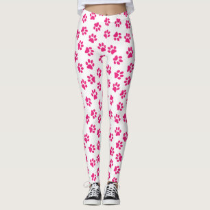 Pattern Of Paws, Dog Paws, Pink Paws Leggings
