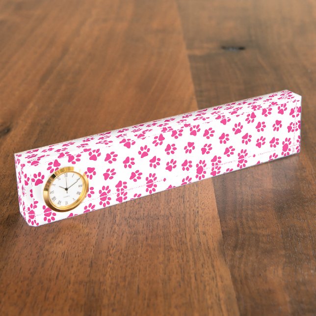 Pattern Of Paws, Dog Paws, Pink Paws Nameplate (Side)