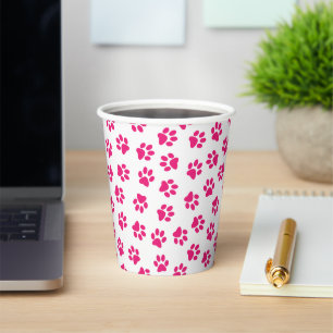 Pattern Of Paws, Dog Paws, Pink Paws Paper Cups