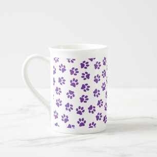 Pattern Of Paws, Dog Paws, Purple Paws Bone China Mug