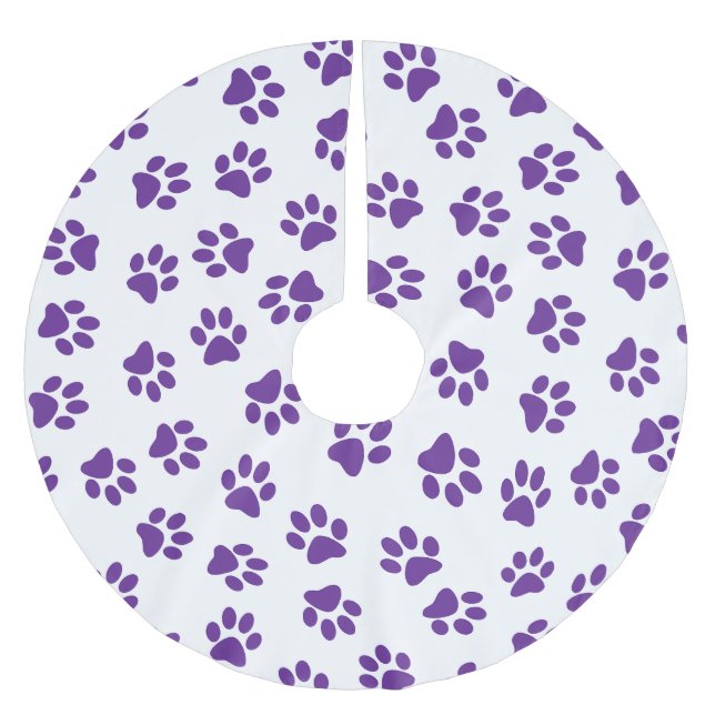 Pattern Of Paws, Dog Paws, Purple Paws Brushed Polyester Tree Skirt (Front)
