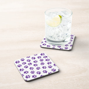 Pattern Of Paws, Dog Paws, Purple Paws Coaster