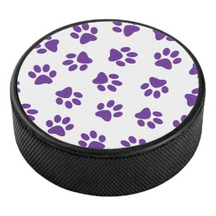 Pattern Of Paws, Dog Paws, Purple Paws Hockey Puck