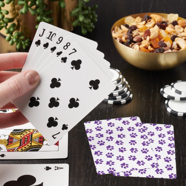 Pattern Of Paws, Dog Paws, Purple Paws Playing Cards (In Situ)