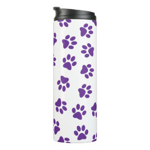 Pattern Of Paws, Dog Paws, Purple Paws Thermal Tumbler