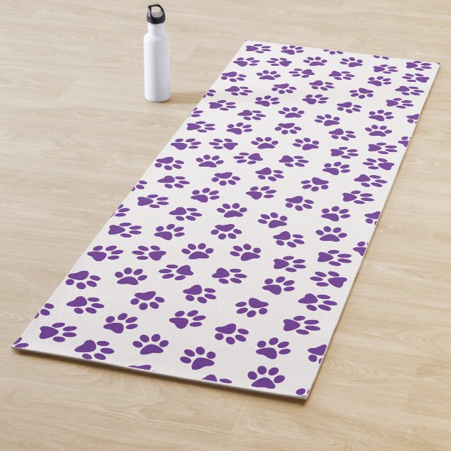 Pattern Of Paws, Dog Paws, Purple Paws Yoga Mat (In Situ)