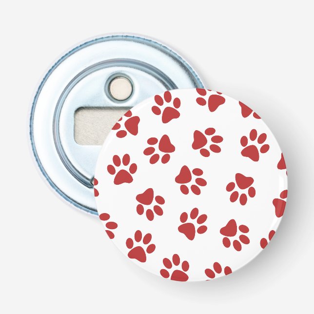 Pattern Of Paws, Dog Paws, Red Paws Bottle Opener (Front)
