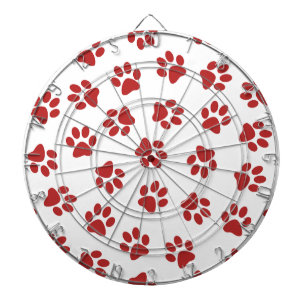 Pattern Of Paws, Dog Paws, Red Paws Dartboard