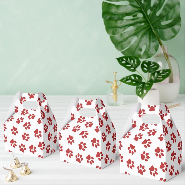 Pattern Of Paws, Dog Paws, Red Paws Favour Box (Multiple)