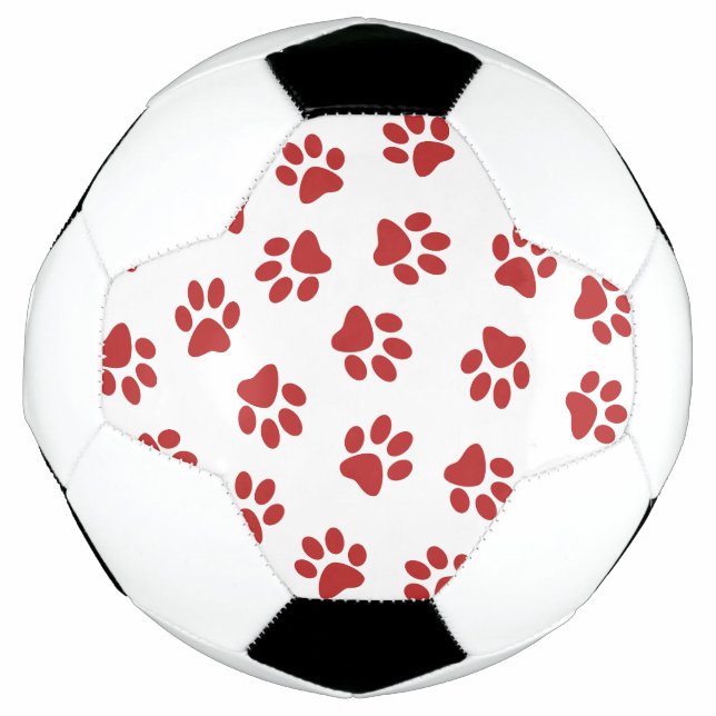 Pattern Of Paws, Dog Paws, Red Paws Football (Front)