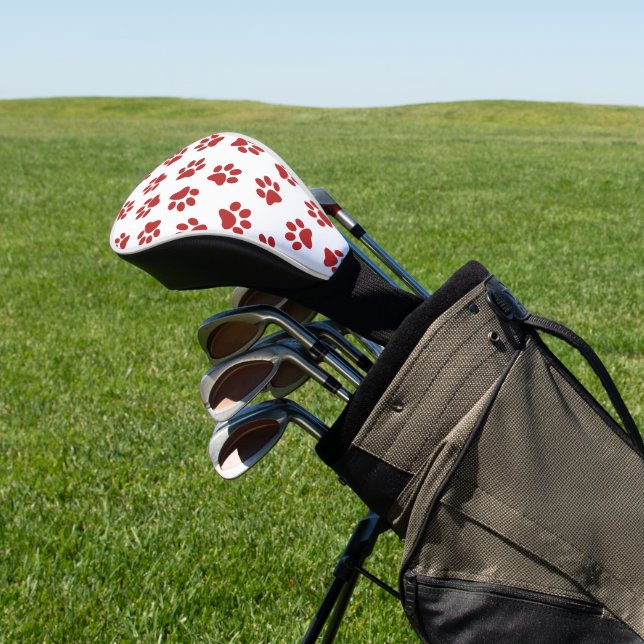 Pattern Of Paws, Dog Paws, Red Paws Golf Head Cover (In Situ)