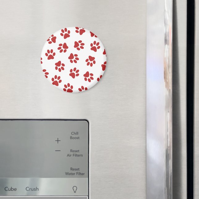 Pattern Of Paws, Dog Paws, Red Paws Magnet (In Situ (Fridge))