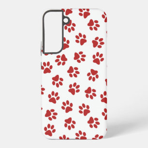 Pattern Of Paws, Dog Paws, Red Paws Samsung Galaxy Case