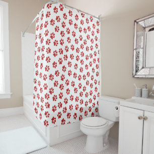 Pattern Of Paws, Dog Paws, Red Paws Shower Curtain
