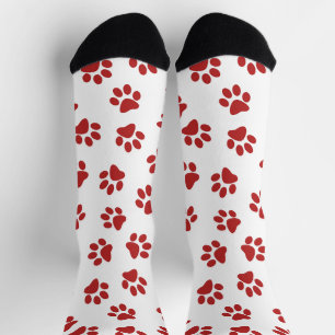 Pattern Of Paws, Dog Paws, Red Paws Socks
