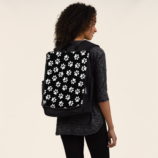Pattern Of Paws, Dog Paws, White Paws Backpack (Worn)