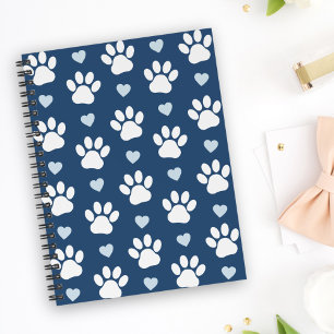 Pattern Of Paws, Dog Paws, White Paws, Blue Hearts Planner