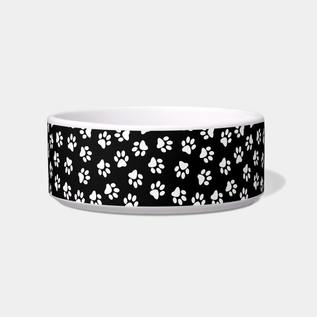 Pattern Of Paws, Dog Paws, White Paws Bowl (Front)
