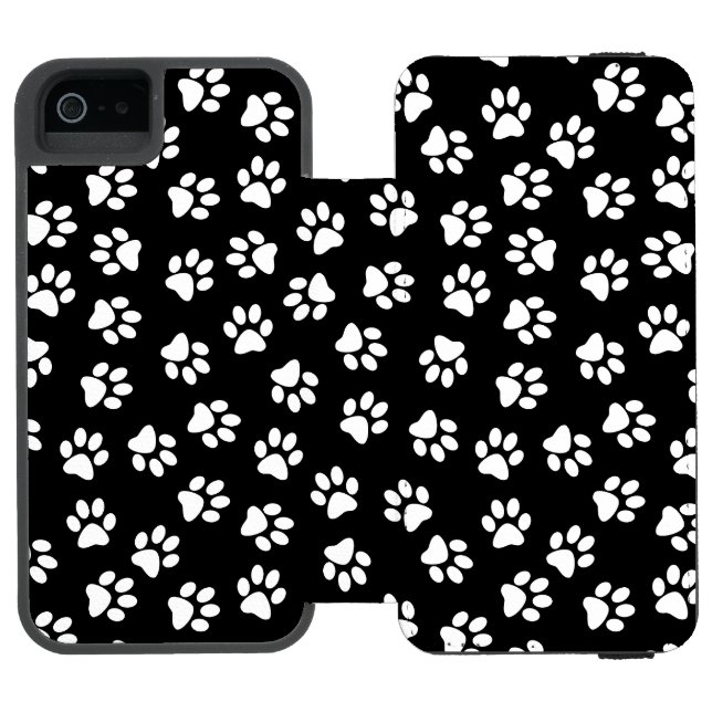 Pattern Of Paws, Dog Paws, White Paws Incipio iPhone Wallet Case (Folio Open)