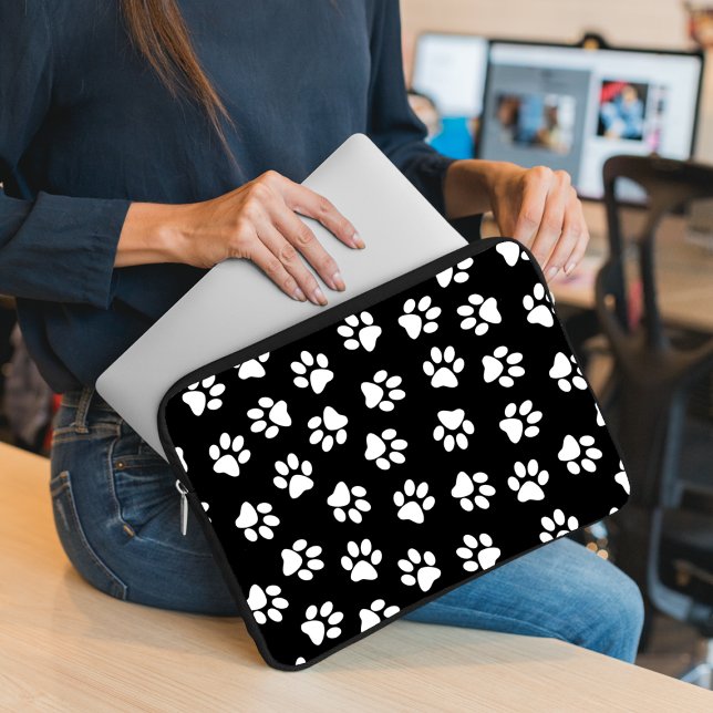 Pattern Of Paws, Dog Paws, White Paws Laptop Sleeve (Creator Uploaded)
