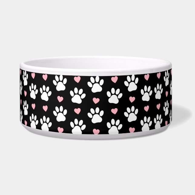 Pattern Of Paws, Dog Paws, White Paws, Pink Hearts (Front)