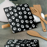 Pattern Of Paws, Dog Paws, White Paws Tile<br><div class="desc">Cute,  fun and adorable pattern with white paws on black background. Modern and trendy gift,  perfect for the dog lover in your life.</div>