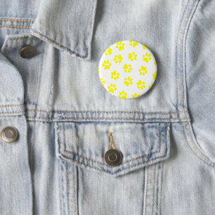 Pattern Of Paws, Dog Paws, Yellow Paws 6 Cm Round Badge