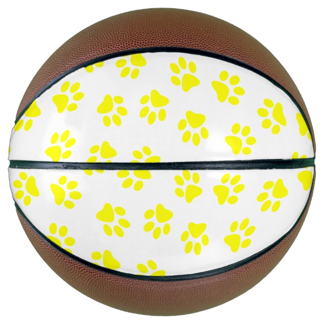 Pattern Of Paws, Dog Paws, Yellow Paws Basketball (Front)