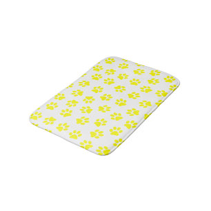 Pattern Of Paws, Dog Paws, Yellow Paws Bath Mat