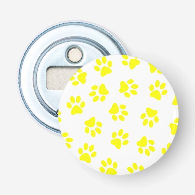Pattern Of Paws, Dog Paws, Yellow Paws Bottle Opener (Front)