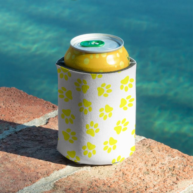 Pattern Of Paws, Dog Paws, Yellow Paws Can Cooler (In Situ Pool)