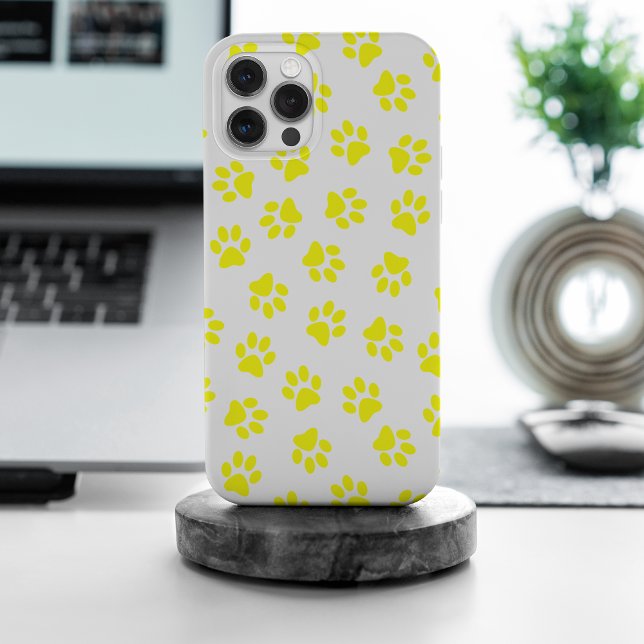 Pattern Of Paws, Dog Paws, Yellow Paws Case-Mate iPhone Case (Creator Uploaded)