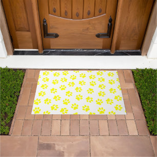 Pattern Of Paws, Dog Paws, Yellow Paws Doormat