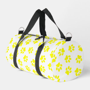 Pattern Of Paws, Dog Paws, Yellow Paws Duffle Bag