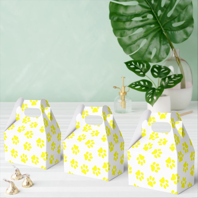 Pattern Of Paws, Dog Paws, Yellow Paws Favour Box (Multiple)