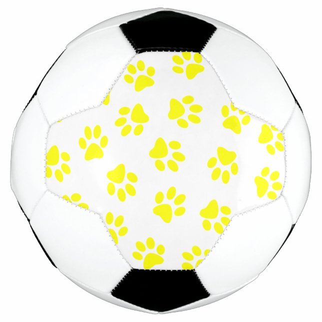 Pattern Of Paws, Dog Paws, Yellow Paws Football (Front)