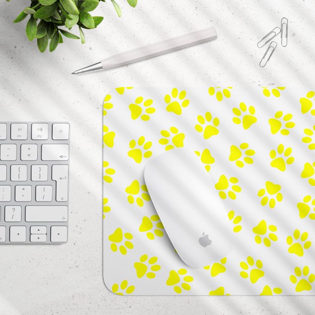 Pattern Of Paws, Dog Paws, Yellow Paws Mouse Mat (Creator Uploaded)