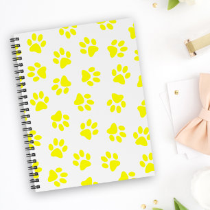 Pattern Of Paws, Dog Paws, Yellow Paws Notebook