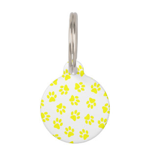 Pattern Of Paws, Dog Paws, Yellow Paws Pet Tag