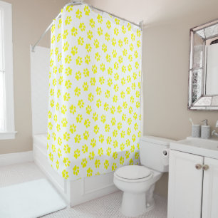 Pattern Of Paws, Dog Paws, Yellow Paws Shower Curtain
