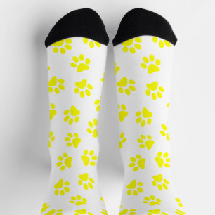 Pattern Of Paws, Dog Paws, Yellow Paws Socks