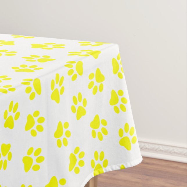 Pattern Of Paws, Dog Paws, Yellow Paws Tablecloth (In Situ)