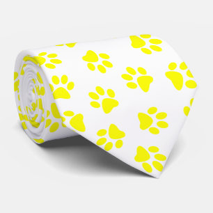 Pattern Of Paws, Dog Paws, Yellow Paws Tie