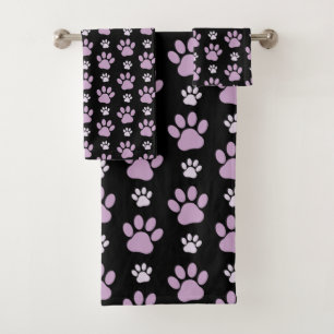Pattern Of Paws, Lilac Paws, Dog Paws, Paw Prints Bath Towel Set