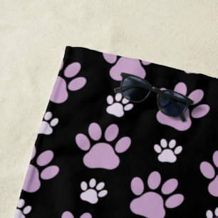 Pattern Of Paws, Lilac Paws, Dog Paws, Paw Prints Beach Towel